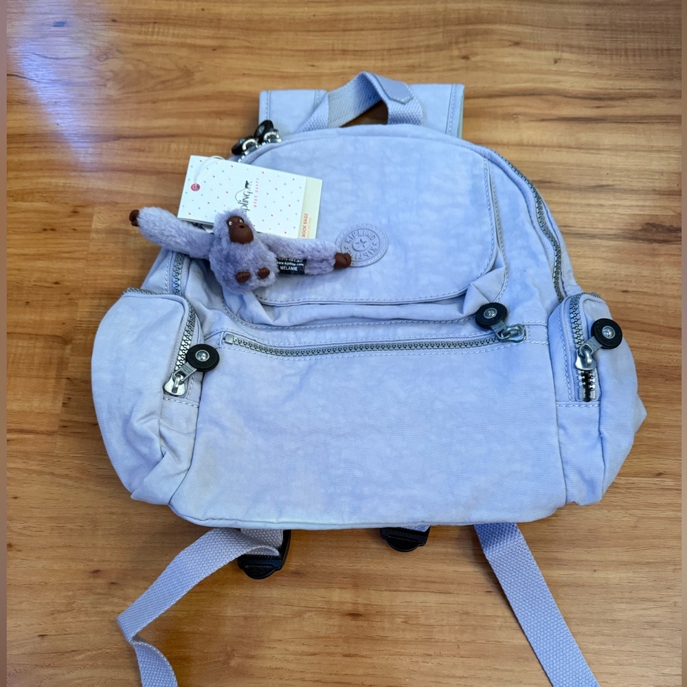 Kipling Lavender Backpack with Monkey Charm
